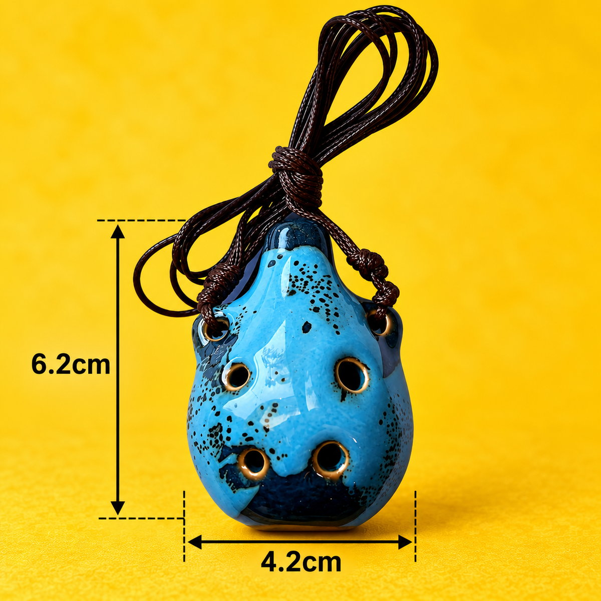 Mini Ceramic 6-Hole Ocarina with Neck Cord and Bag – Blue