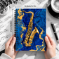 A5 Blue & Gold Marble Saxophone Spiral Notebook (100 Pages)
