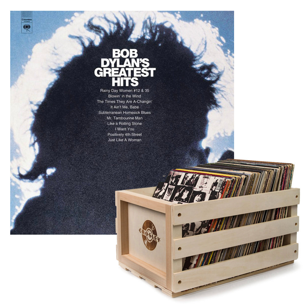 Bob Dylan Greatest Hits Vinyl Album and Crosley Vinyl Crate Bundle