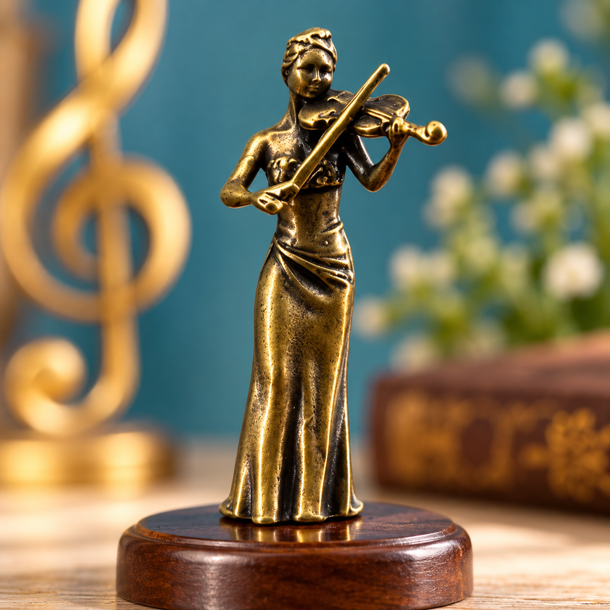Sundry & Sound - Miniature Solid Brass Violinist Ornament (3.2cm)