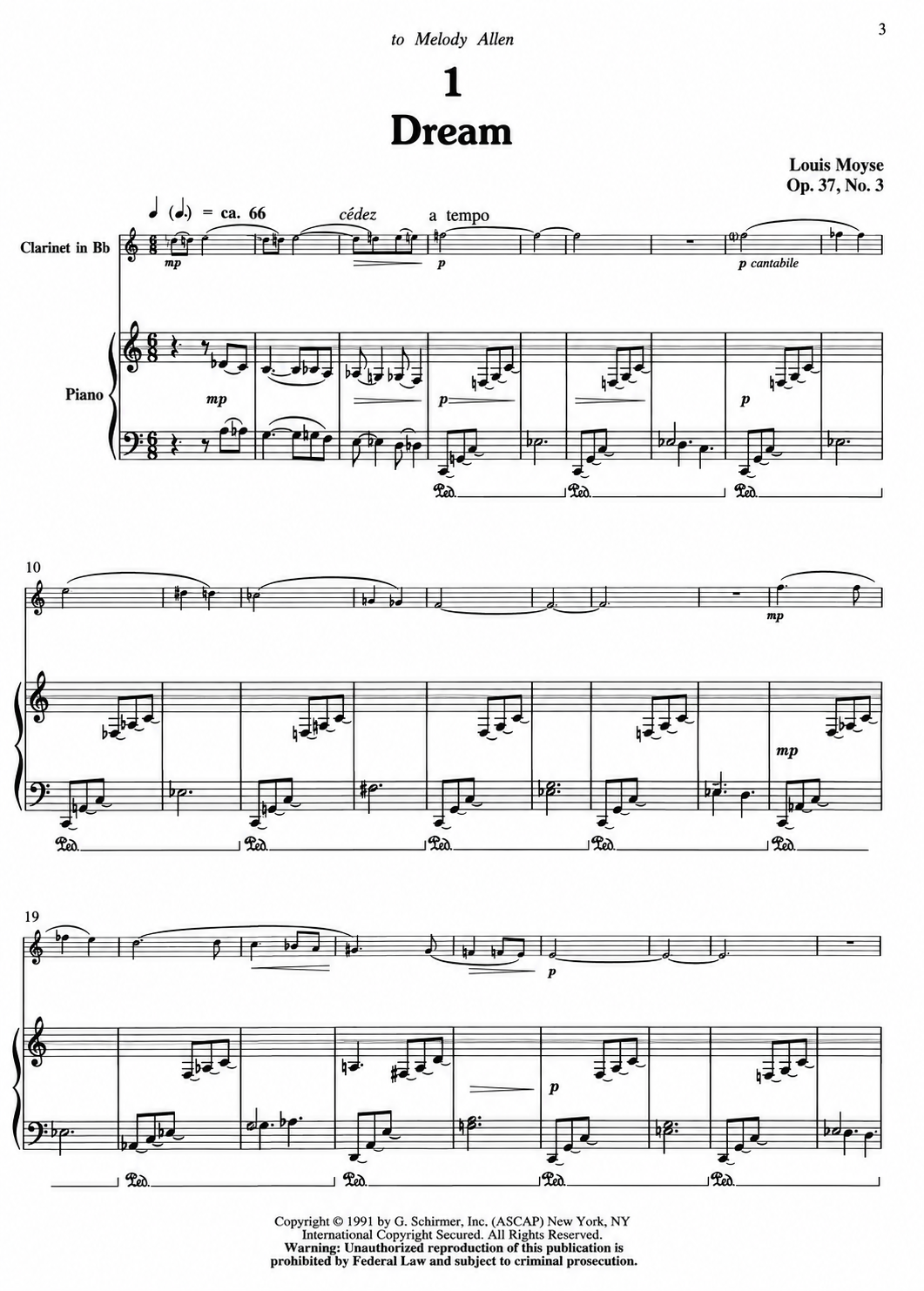 Louis Moyse -  Ten Pieces for Clarinet and Piano, Op. 37, No. 3 Book