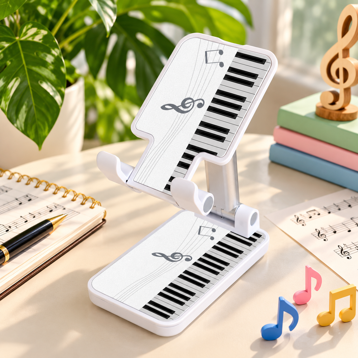 Adjustable Desktop Phone & Tablet Stand (Piano Keys Design)