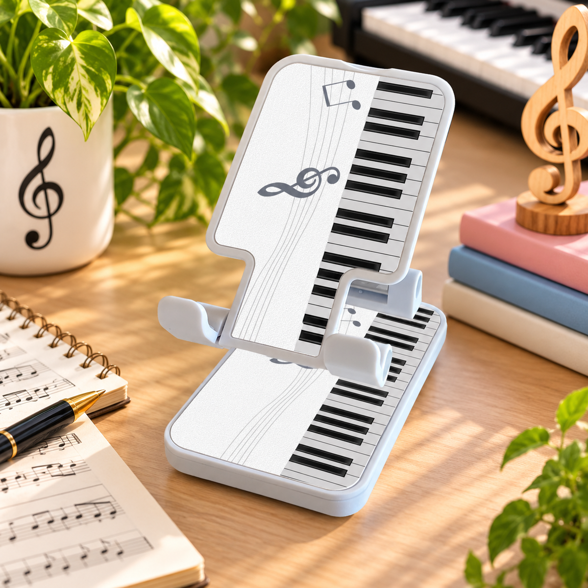 Adjustable Desktop Phone & Tablet Stand (Piano Keys Design)