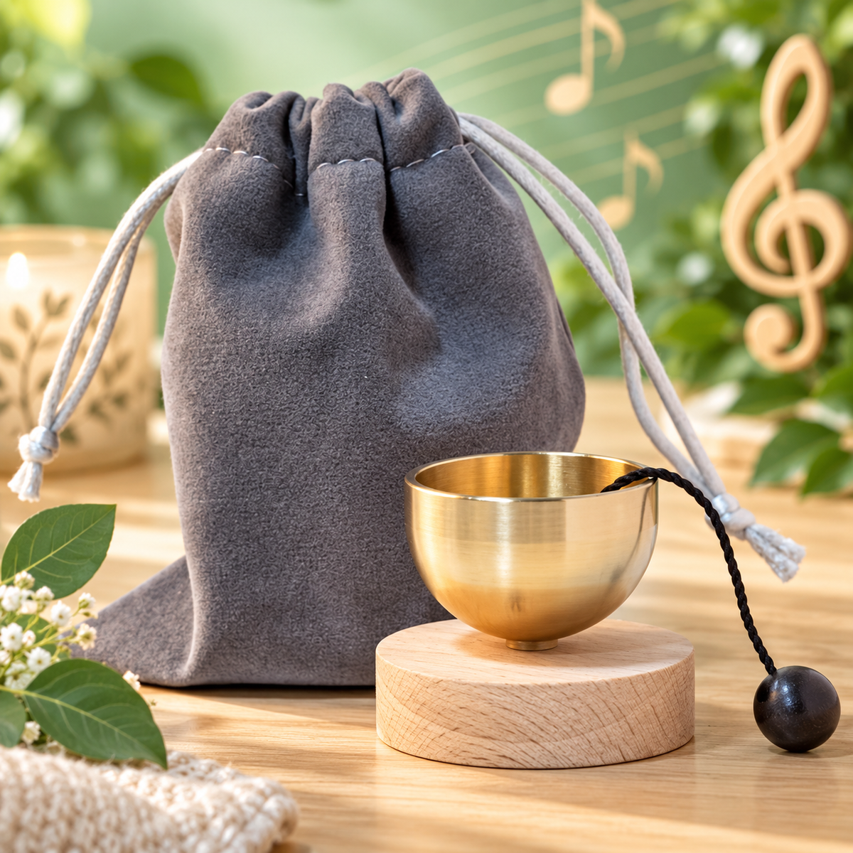 Sundry & Sound Co - Mini Singing Bowl and Velvet Carry Bag