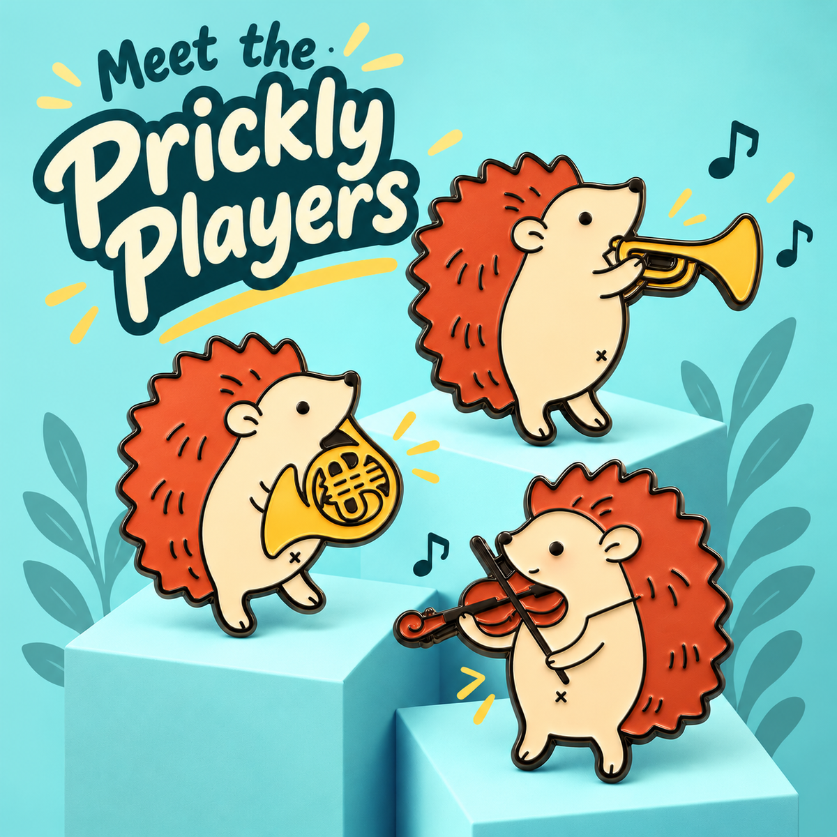 Hedgehog French Horn - Enamel Pin