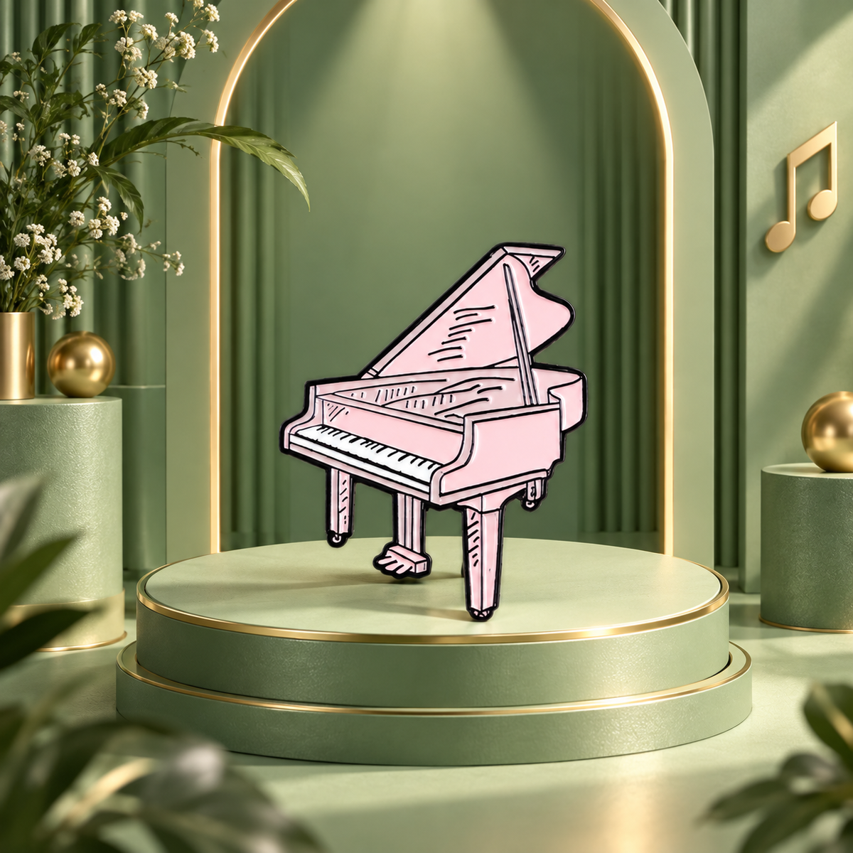 Pastel Pink Grand Piano Enamel Pin