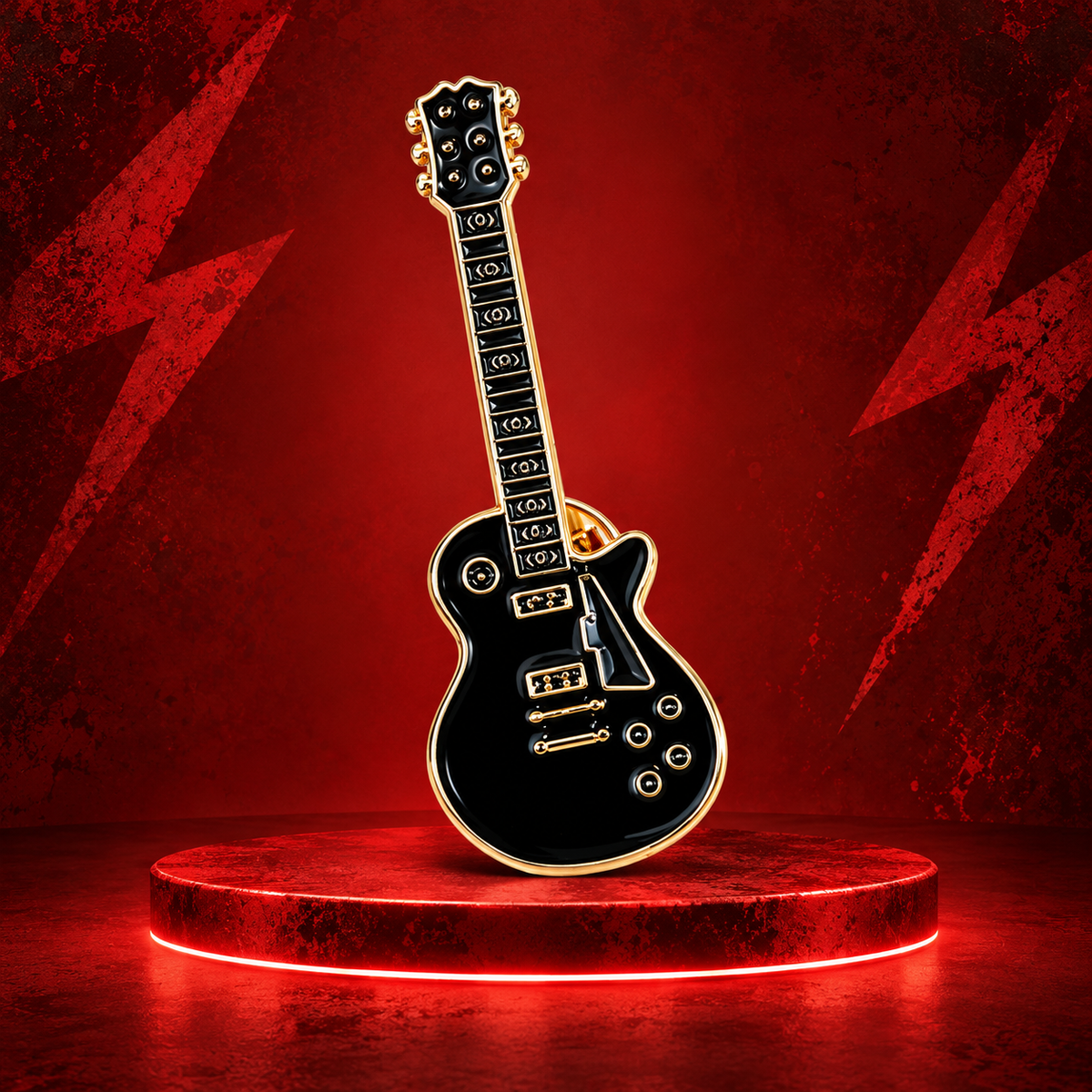 Black LP Style Guitar Enamel Pin