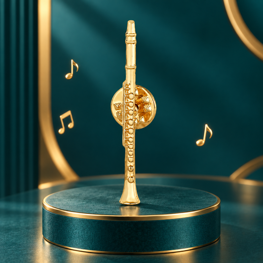 Gold Clarinet Enamel Pin (4.3cm x 0.3cm)