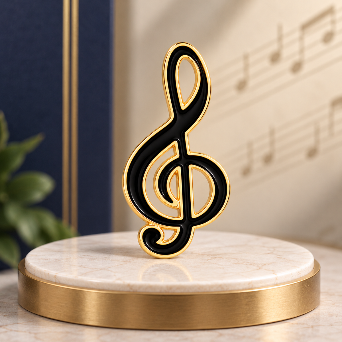 Treble Clef Mini Pin (Black and Gold)