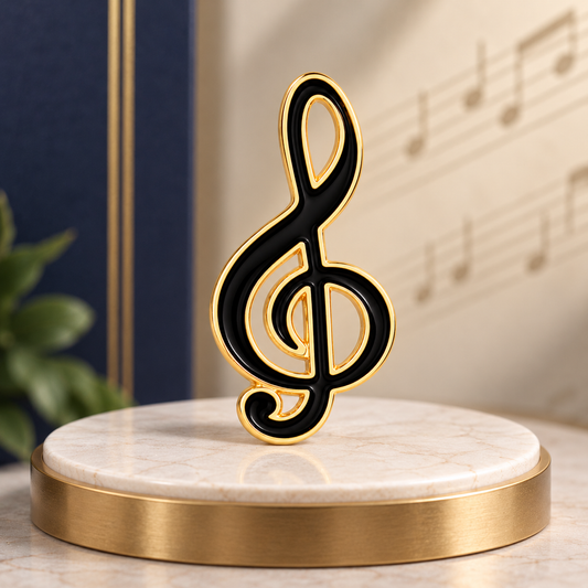 Treble Clef Mini Pin (Black and Gold)