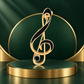 Contemporary Treble Clef Brooch – Black & Gold