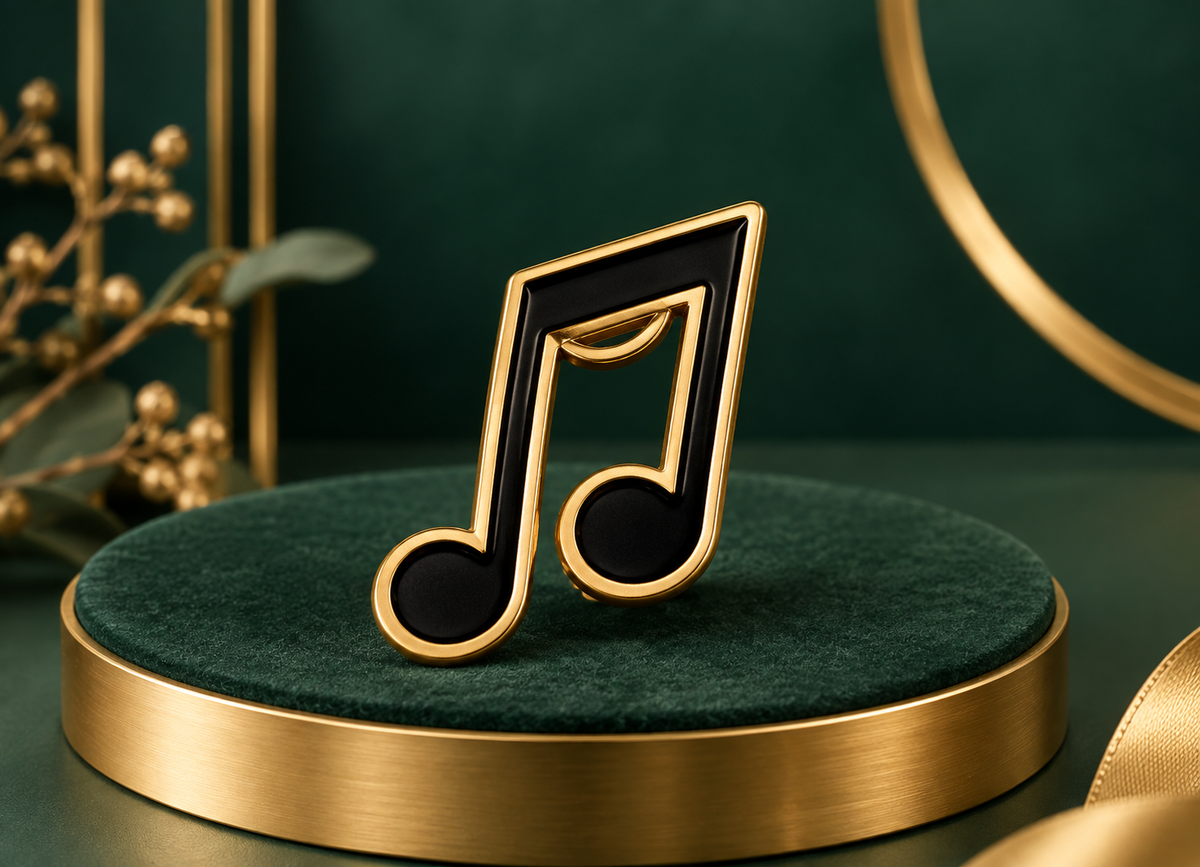 Eighth Note Mini Pin (Black and Gold)