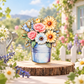 Soft Pastel Spring Cottage Flowers Enamel Pin