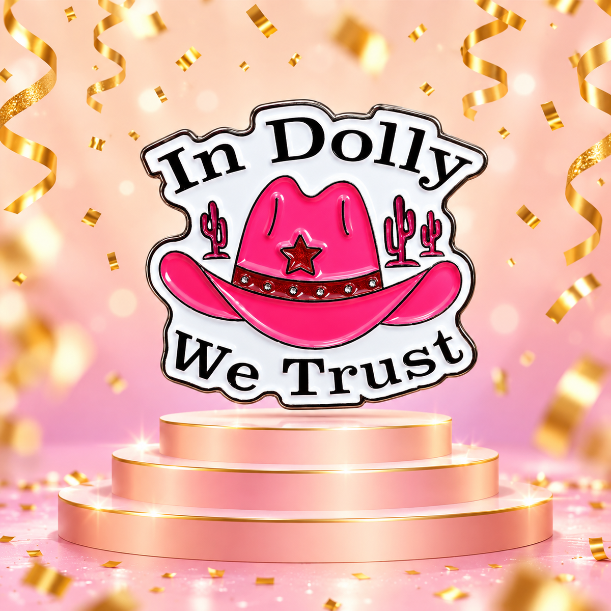 In Dolly We Trust - Cowgirl Hat Enamel Pin