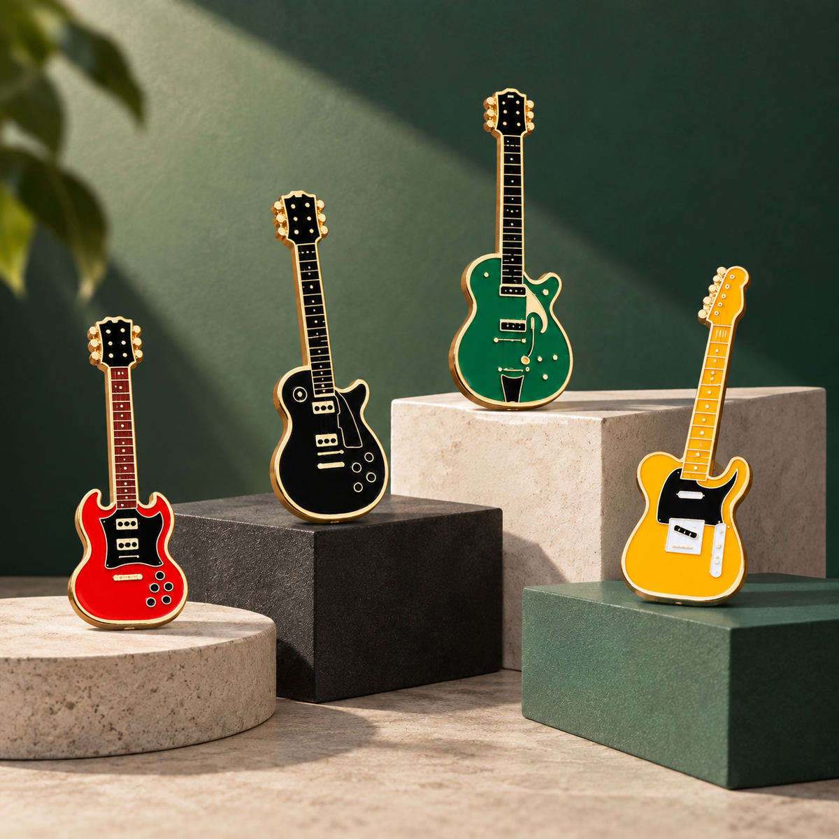 Electric Guitar Enamel Pin Set – 4 Pack