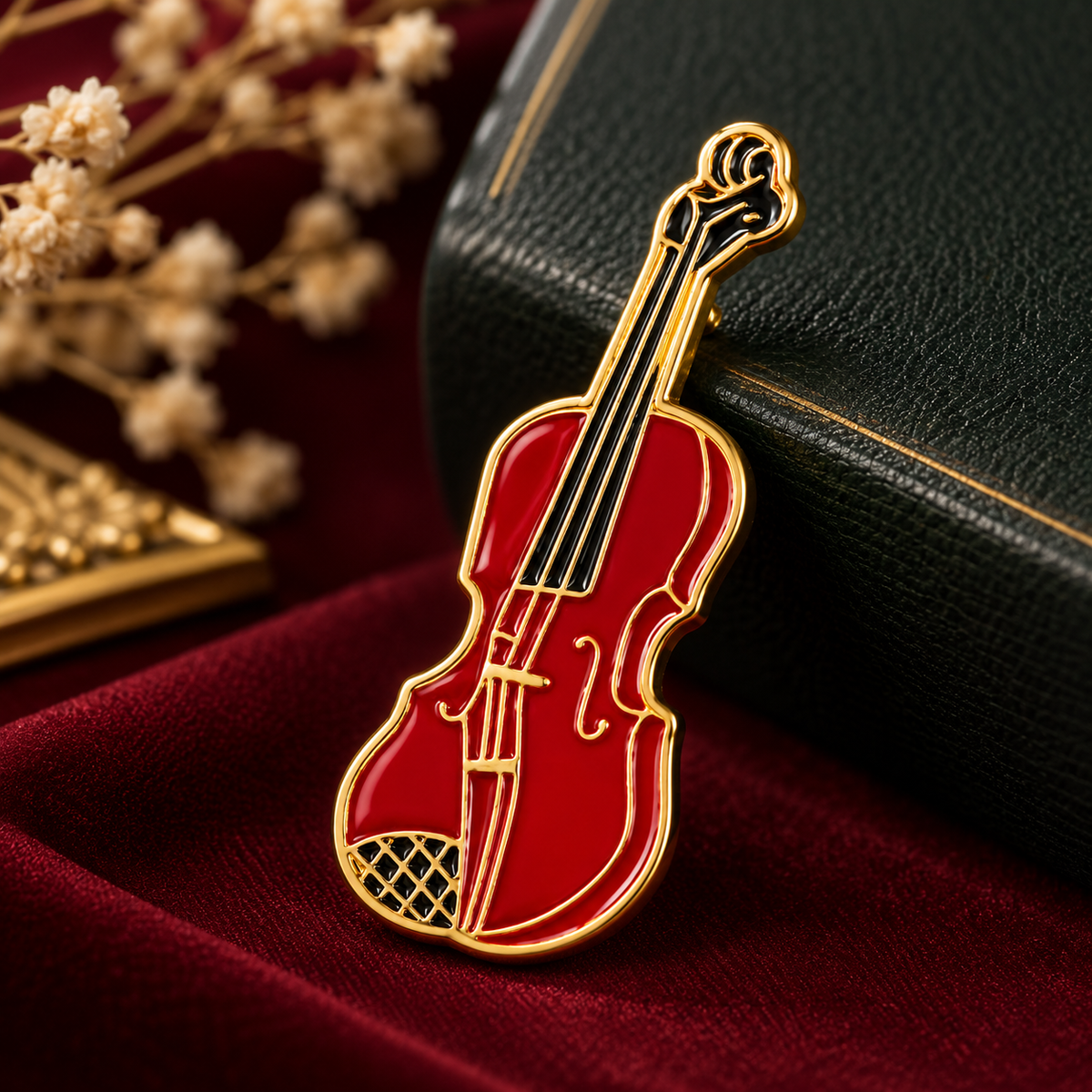 Red and Gold Violin- Enamel Pin