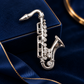 Silver Alto Saxophone Pin with Rhinestones