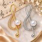 Gold Treble Clef Pearl Pin