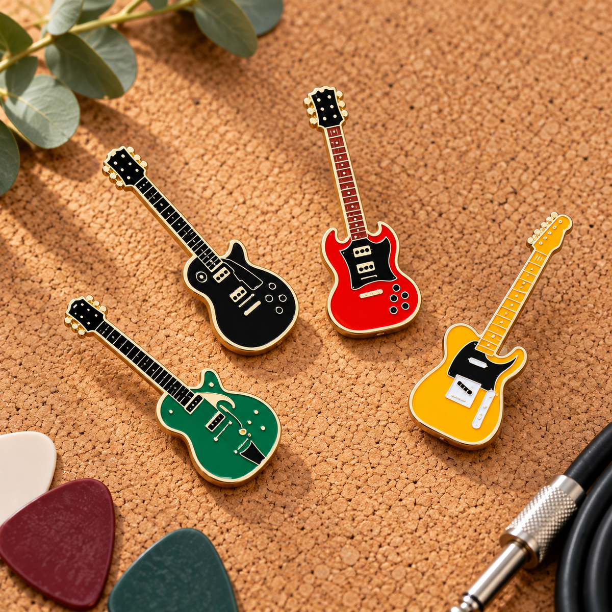 Electric Guitar Enamel Pin Set – 4 Pack
