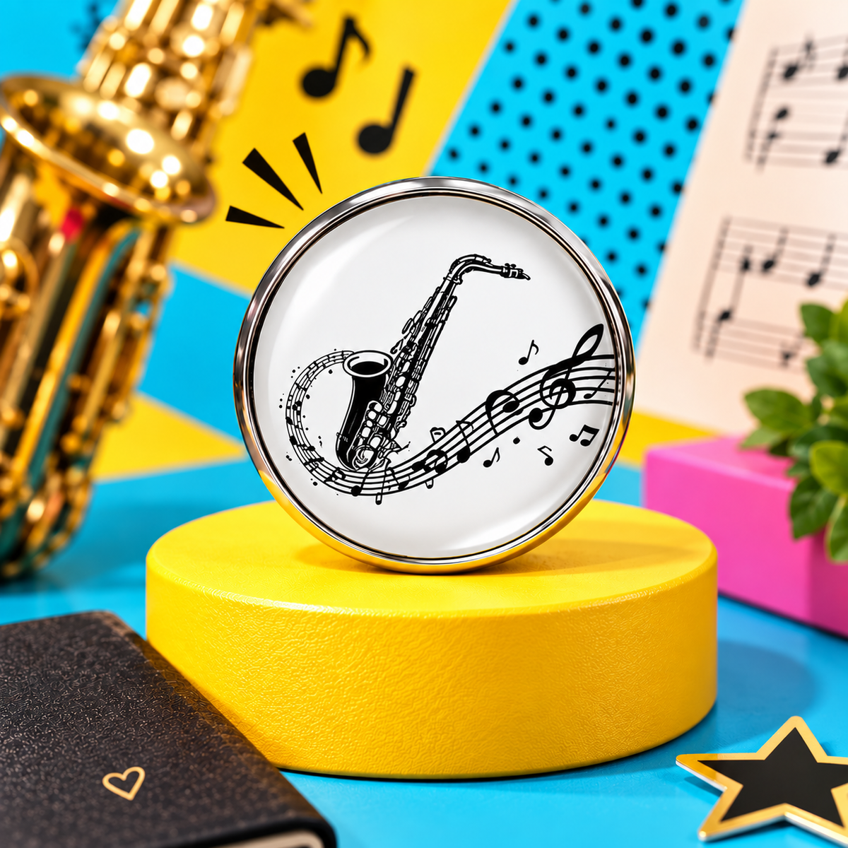 Saxophone Mini Glass Pin Set (2 Piece)