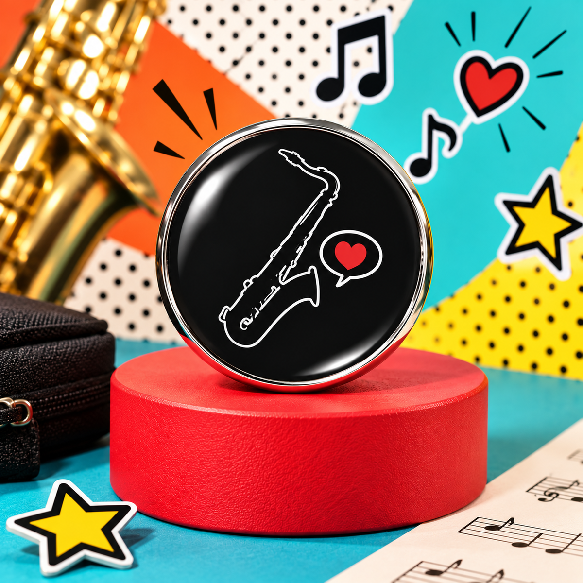 Saxophone Mini Glass Pin Set (2 Piece)