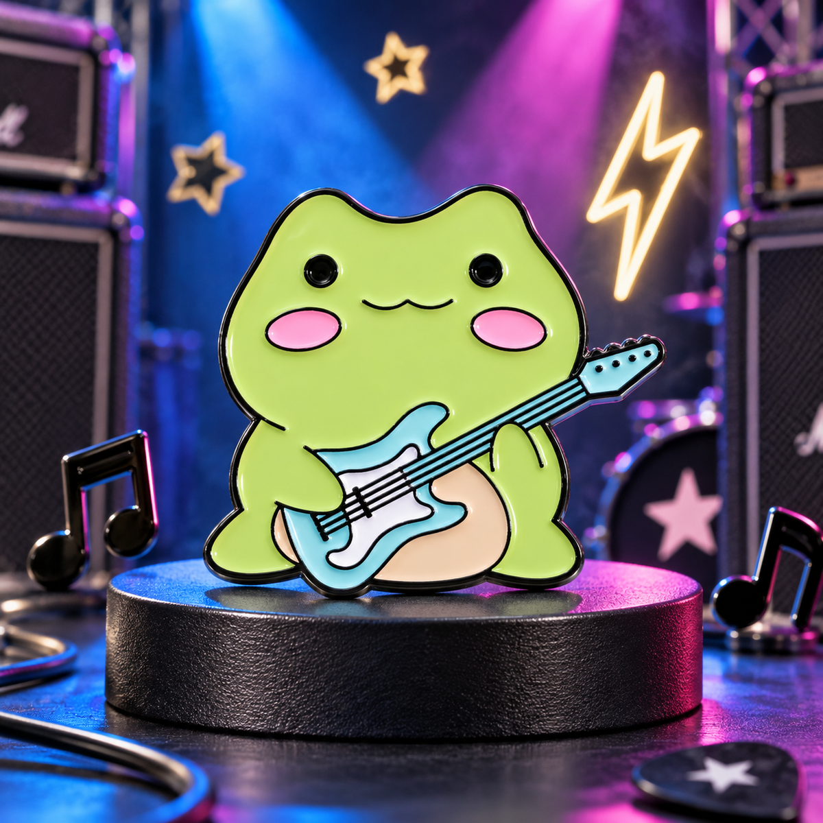 Guitar Frog Enamel Pin
