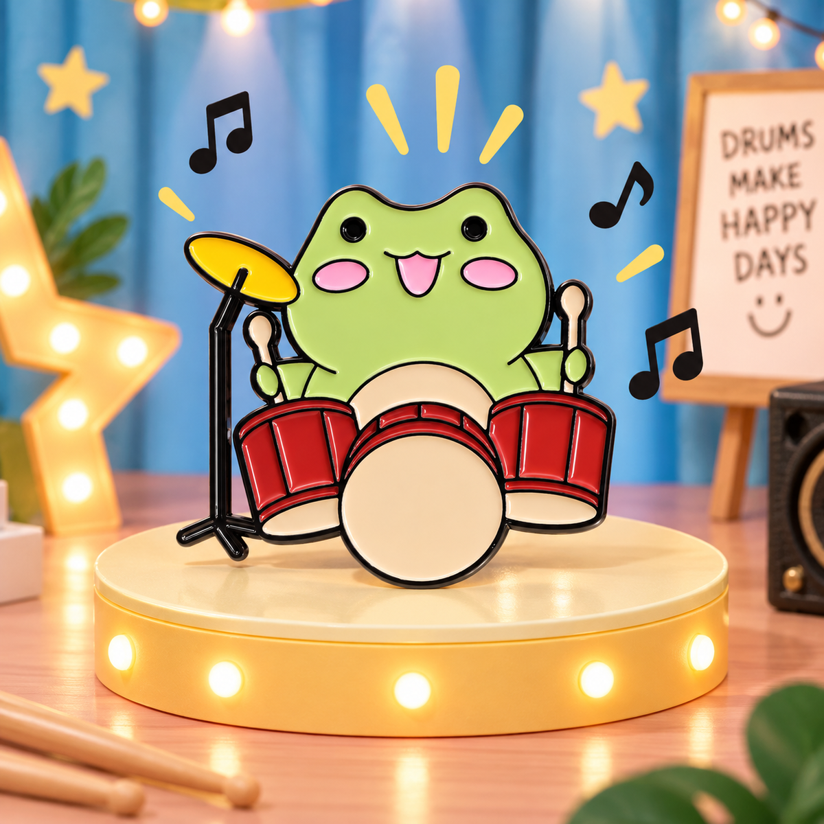 Drummer Frog Enamel Pin