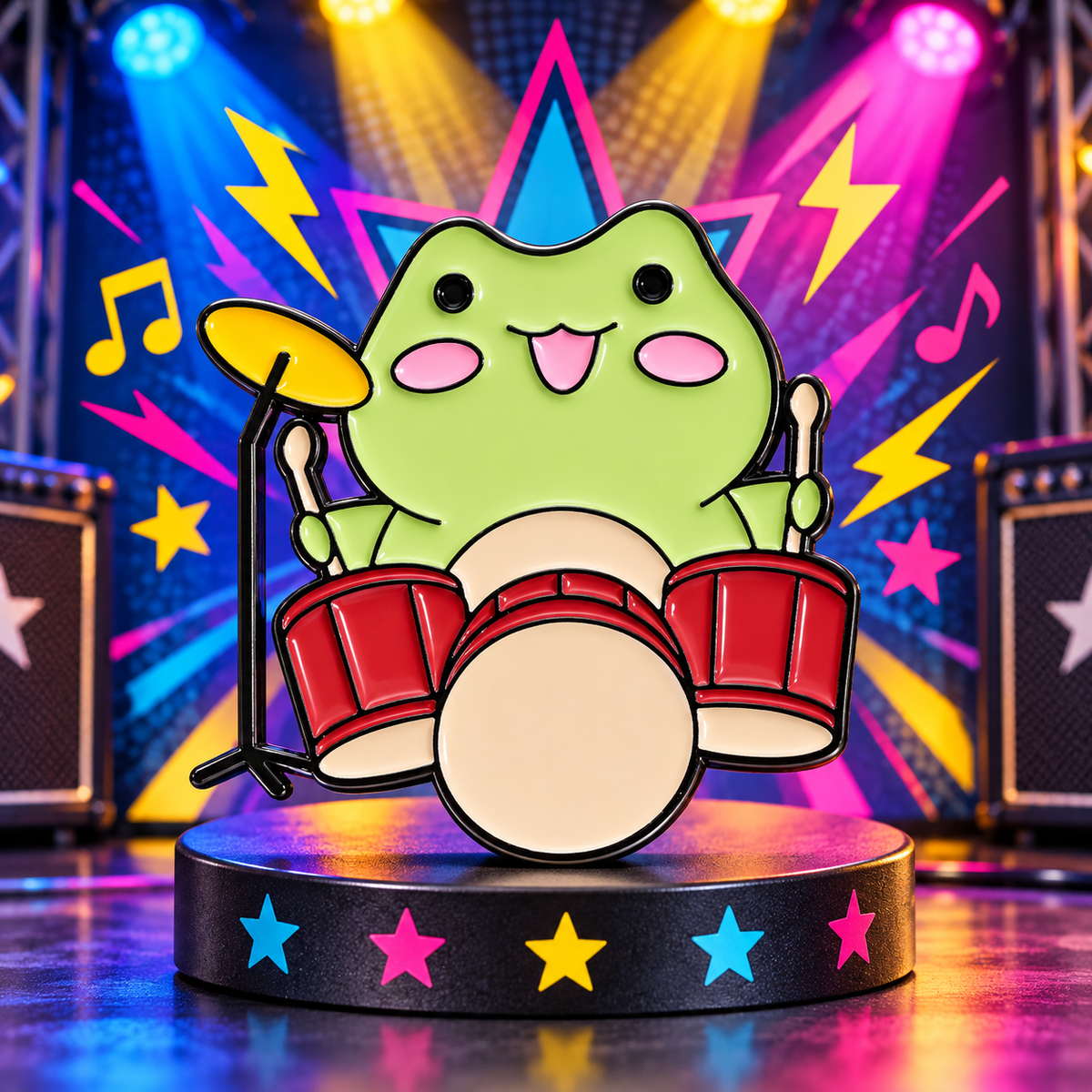 Drummer Frog Enamel Pin