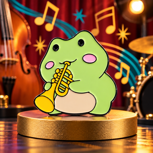 Trumpet Frog Enamel Pin