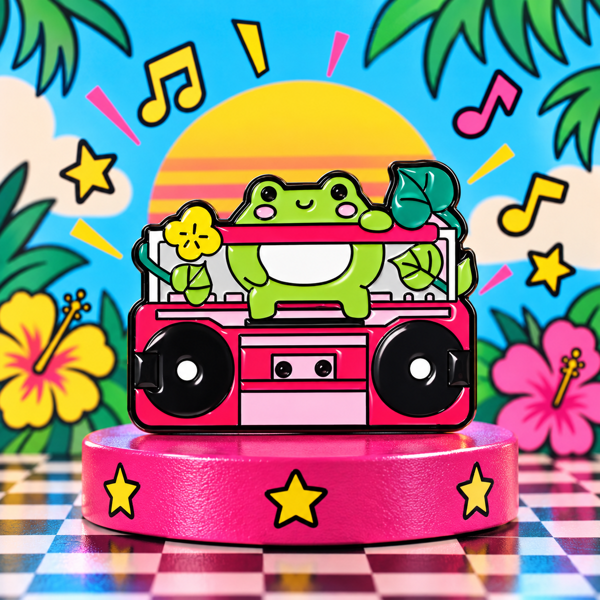 Frogger Boom Box Enamel Pin