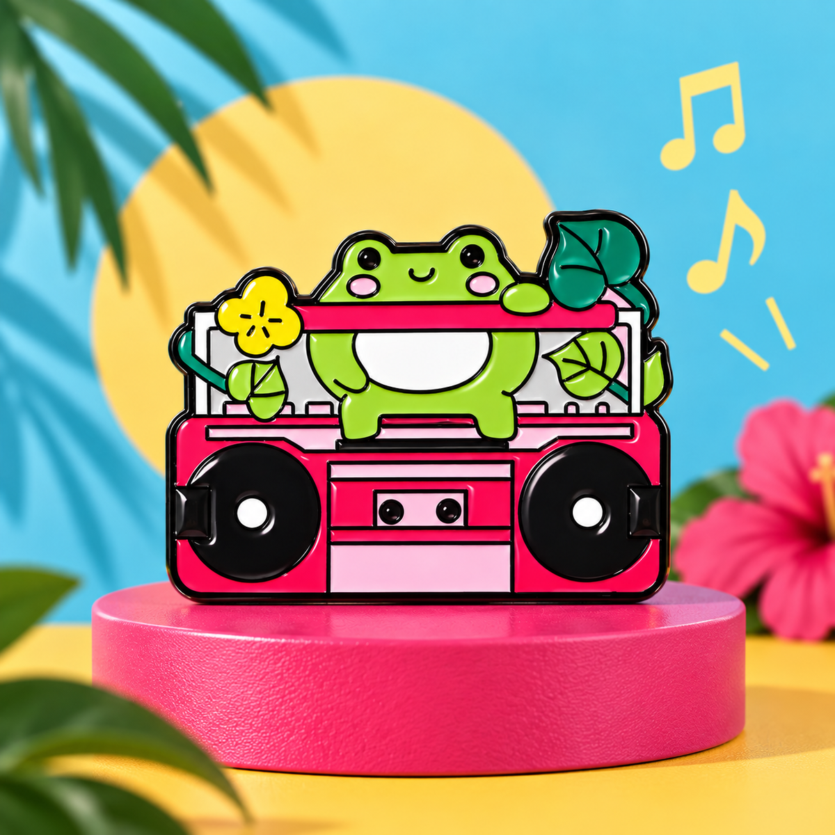 Frogger Boom Box Enamel Pin