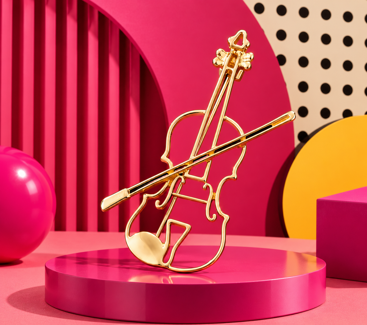 Gold Silhouette Violin & Bow Pin