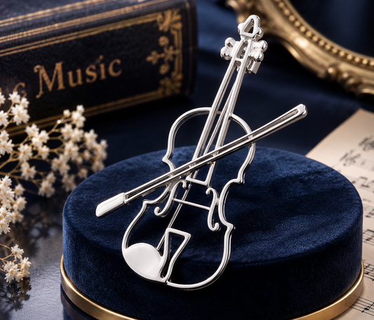 Silver Silhouette Violin & Bow Pin