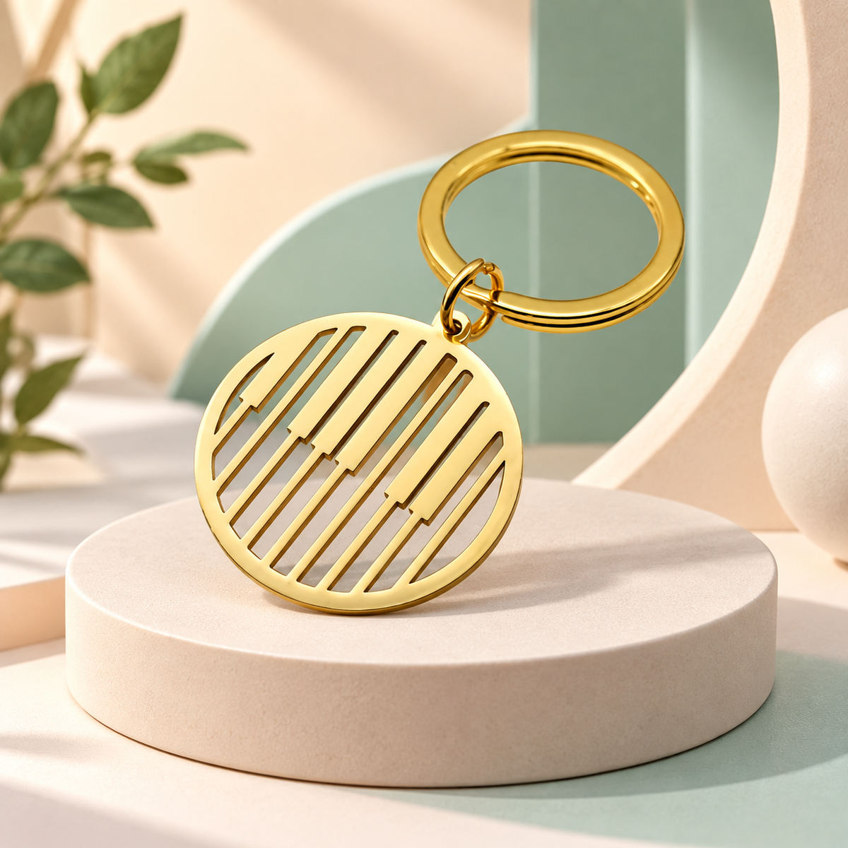 Modern Gold Piano Keys Keyring