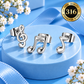 Mini Music Notes Hypoallergenic Silver Stud Earrings (3 Set)