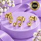 Mini Music Notes Hypoallergenic Gold Stud Earrings (3 Set)