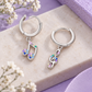 Silver Plated Mini Music Notes Dangle Earrings with Coloured Stones