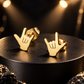 Gold Plated Mini Metal Hands Stud Earrings (316L Stainless Steel)