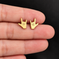 Gold Plated Mini Metal Hands Stud Earrings (316L Stainless Steel)