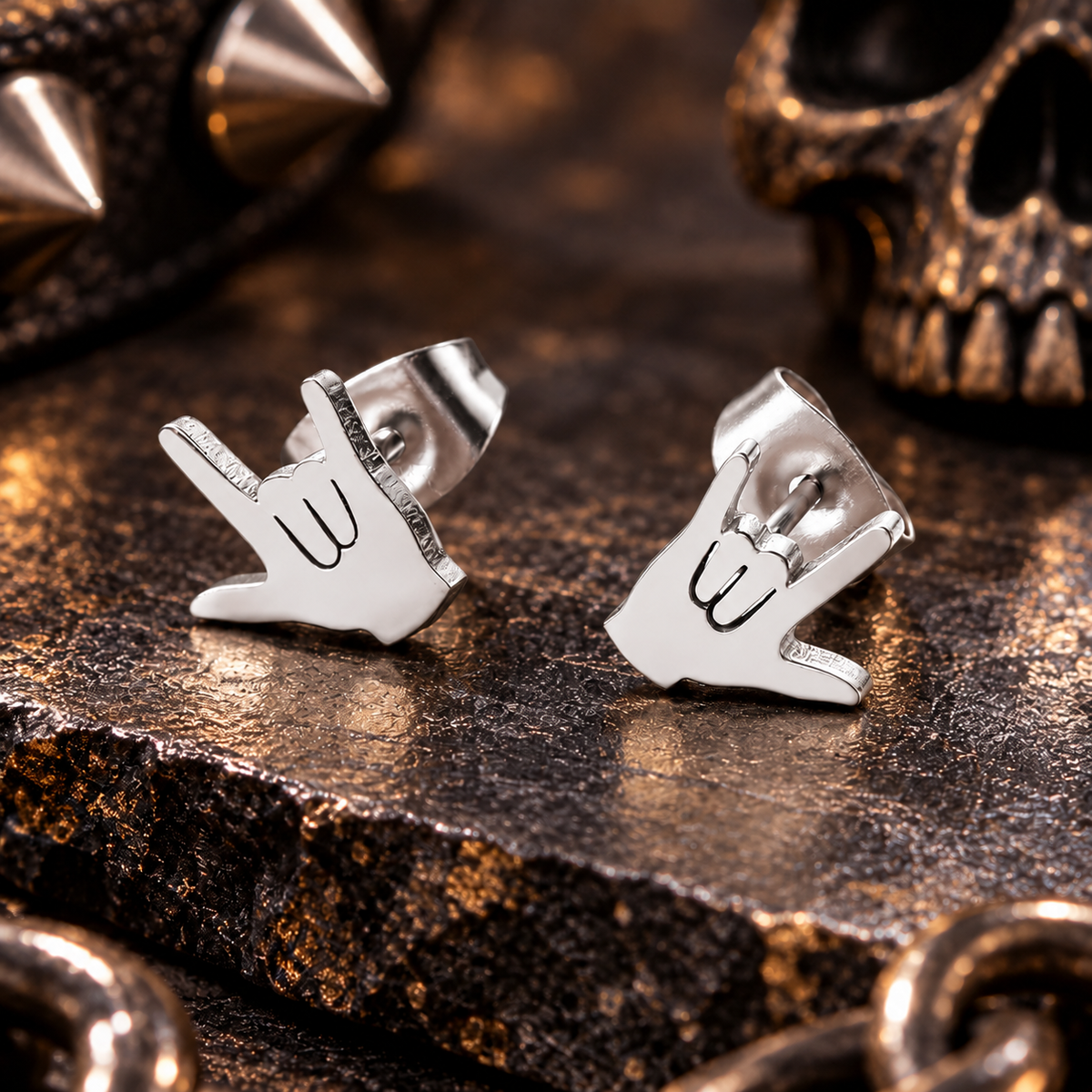 Mini Metal Hands Stud Earrings (316L Stainless Steel)