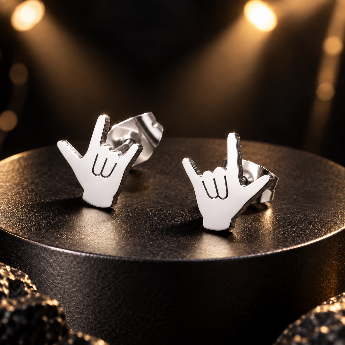 Mini Metal Hands Stud Earrings (316L Stainless Steel)