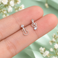 Silver Mini Violin and Rhinestone Treble Clef Earrings (Pair)