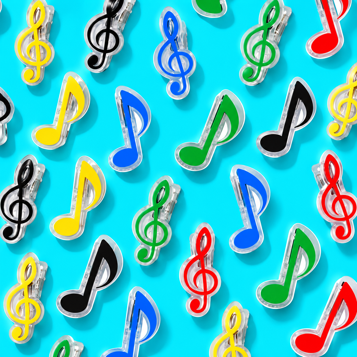 Treble Clef & Music Note Book Clips - 4 Piece Set (Mixed Colours)
