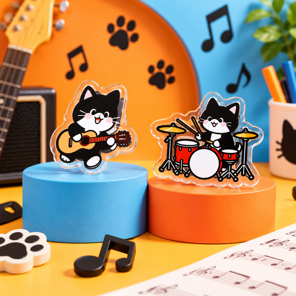 Musical Cats - Sheet Music Clips (Guitar and Drums Set)