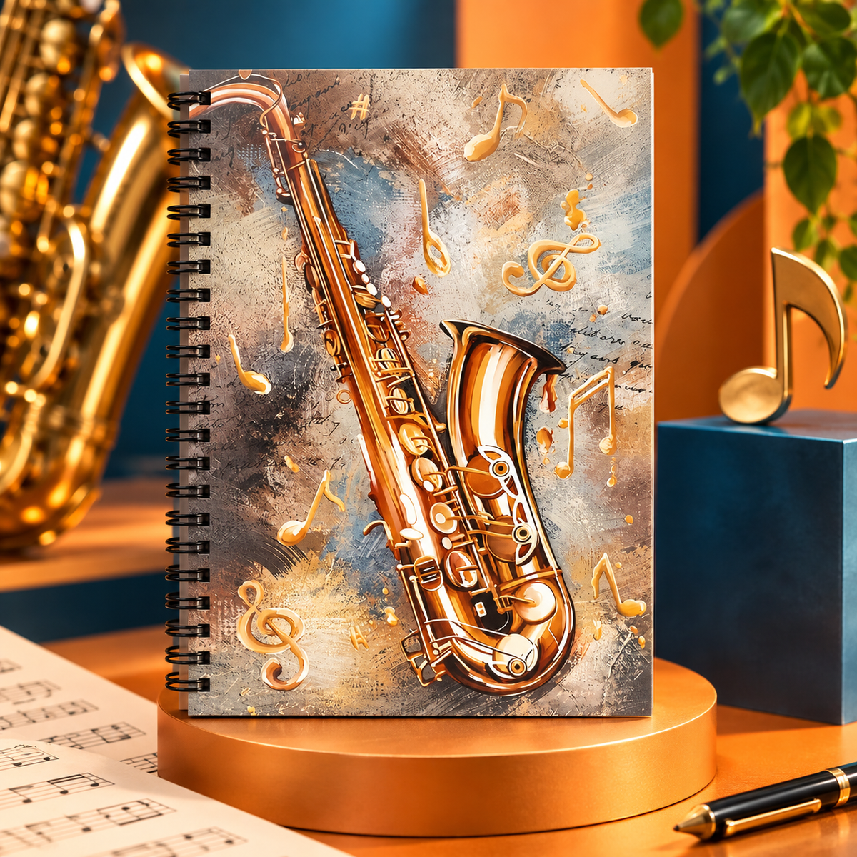 A5 Saxophone Spiral Music Notebook (100 Pages)