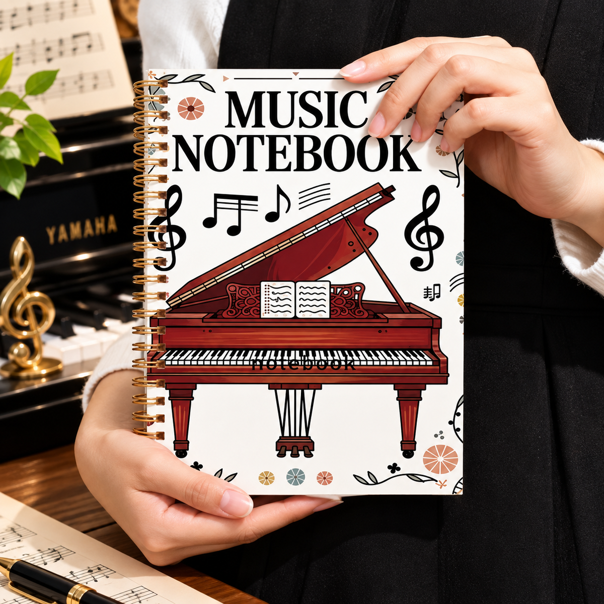 A5 Grand Piano Spiral Notebook (100 Pages)