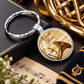 French Horn Glass Keyring (Silver)