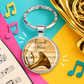 French Horn Glass Keyring (Silver)