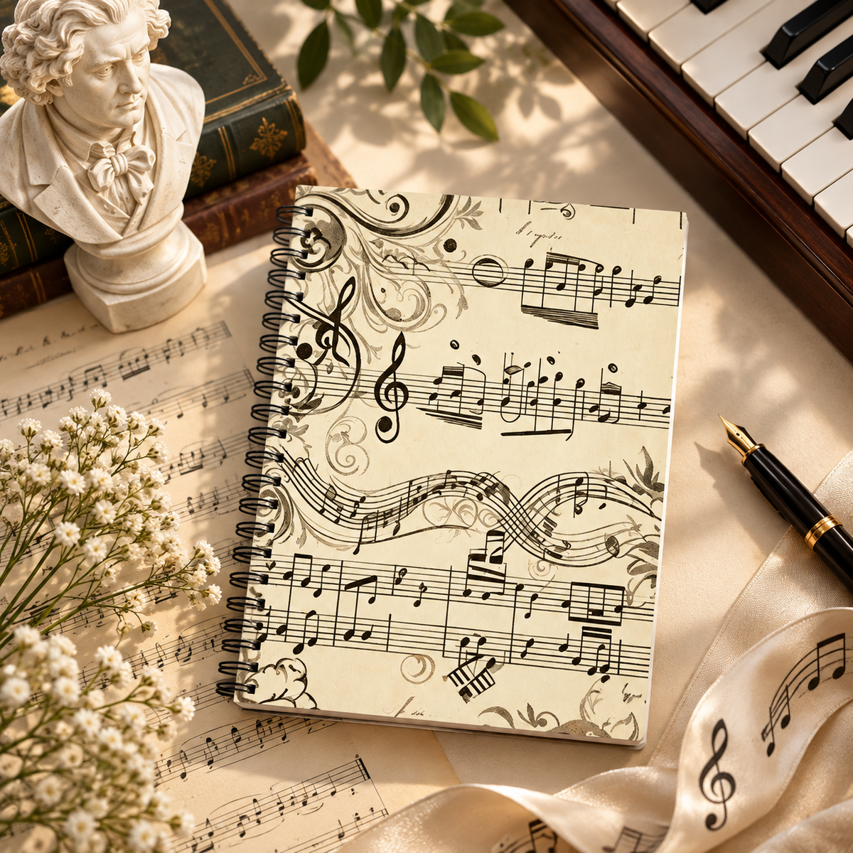 A5 Vintage Sheet Music Notebook (100 Pages)