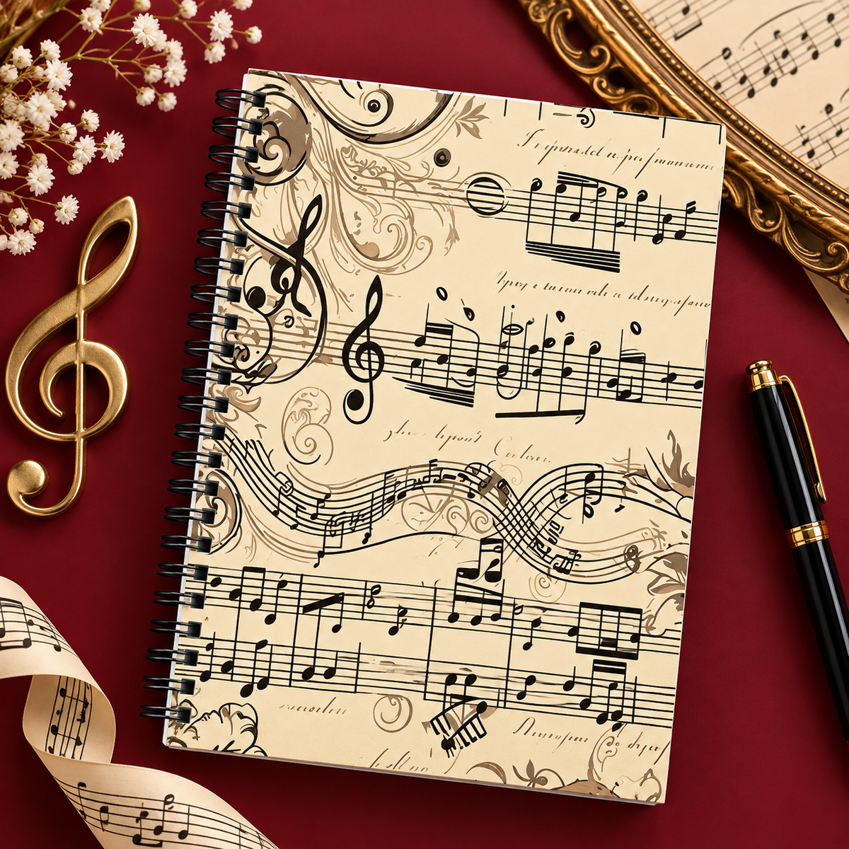 A5 Vintage Sheet Music Notebook (100 Pages)